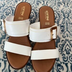 Women's Lottini White Leather Sandals Italy